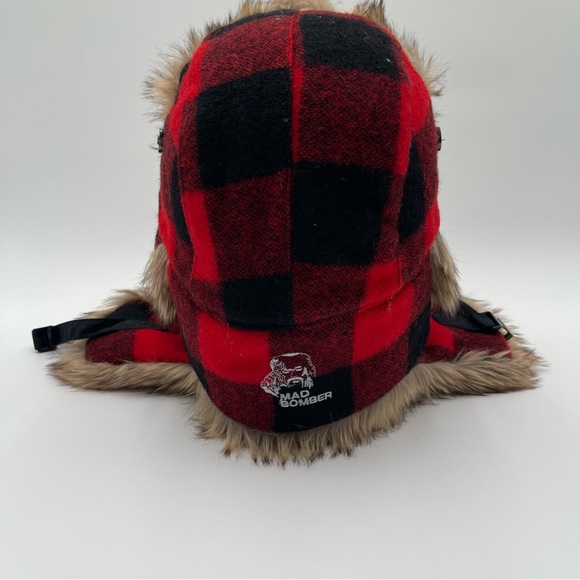 Mad Bomber Buffalo Plaid Wool w/Brown Faux Fur Hat Trapper Hat XL Winter Cozy - Picture 4 of 9